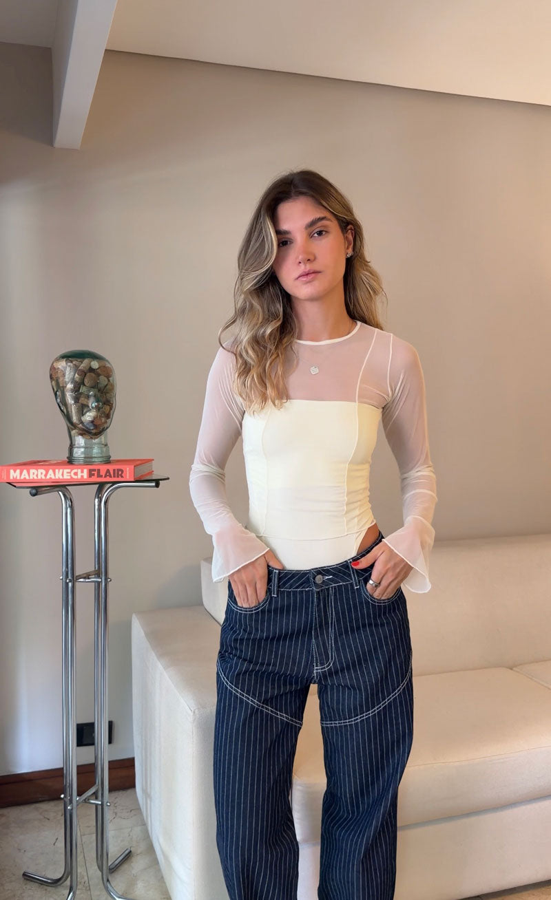 Top Mesh Cream - Butter yellow